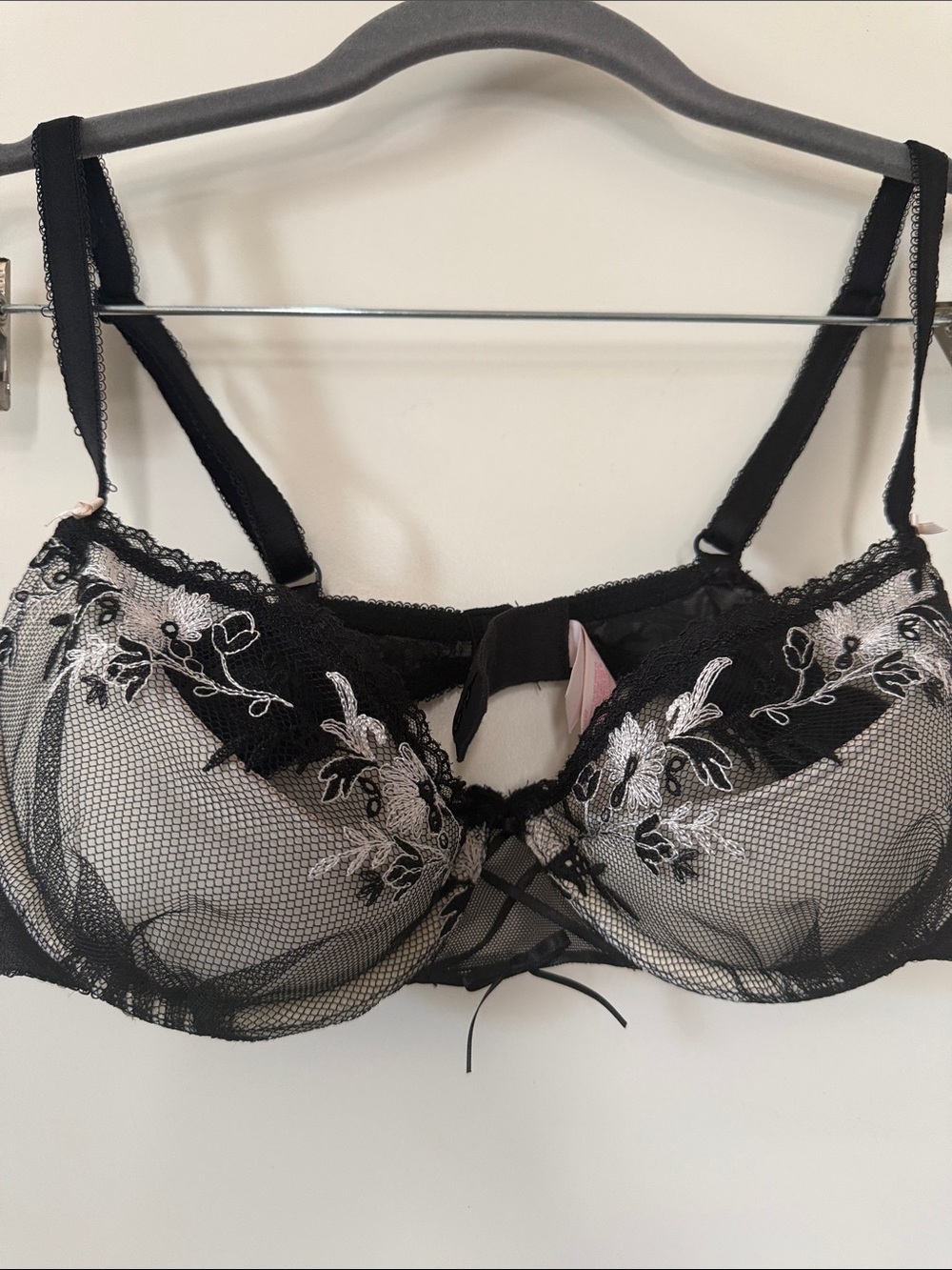Victoria’s Secret Sheer Black Embroidered Underwire Bra - Women Intimates